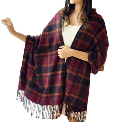 Women's Cashmere-like Plaid Scarf Fashionable Warm