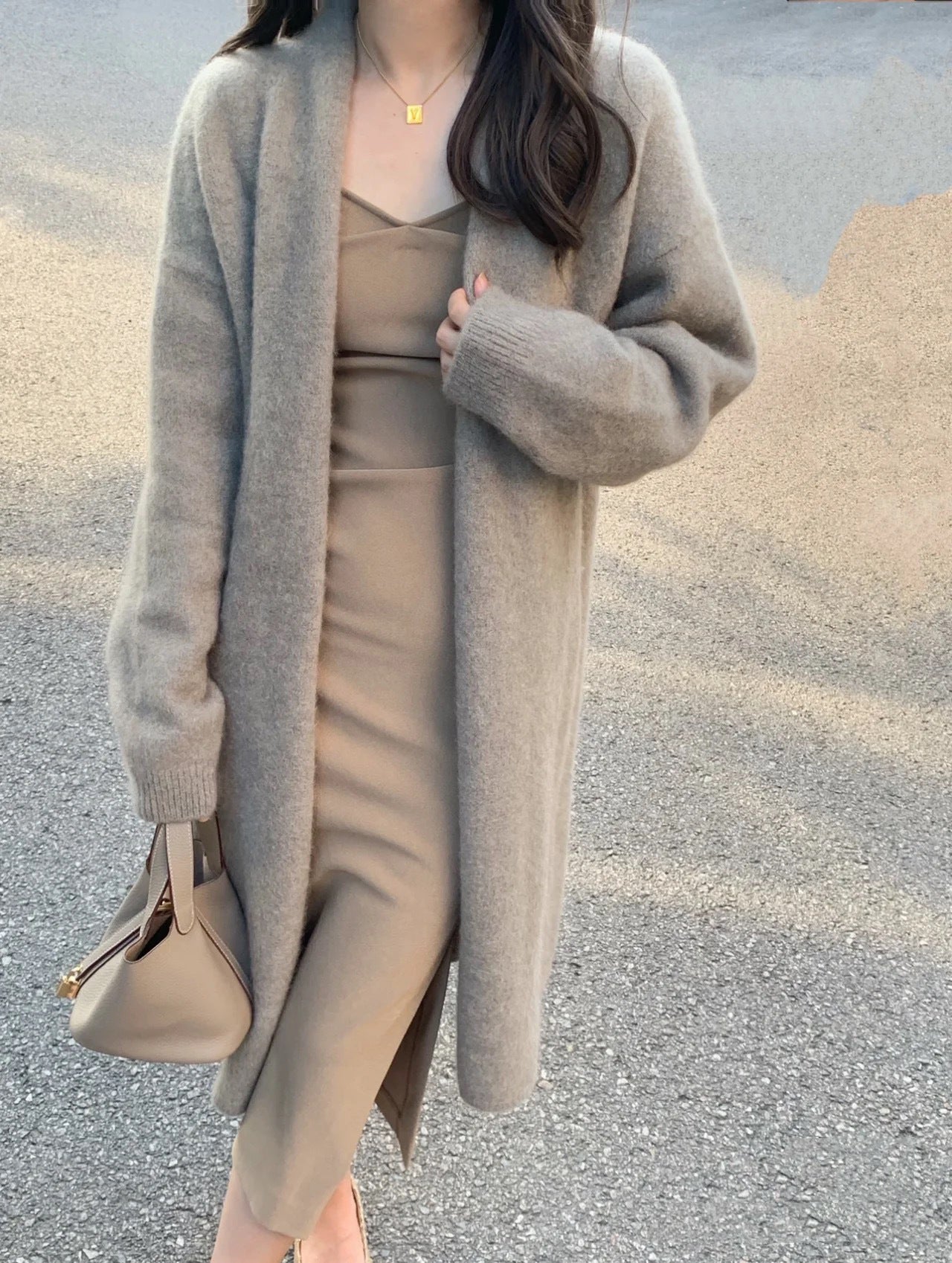 Cardigan mi-long en maille