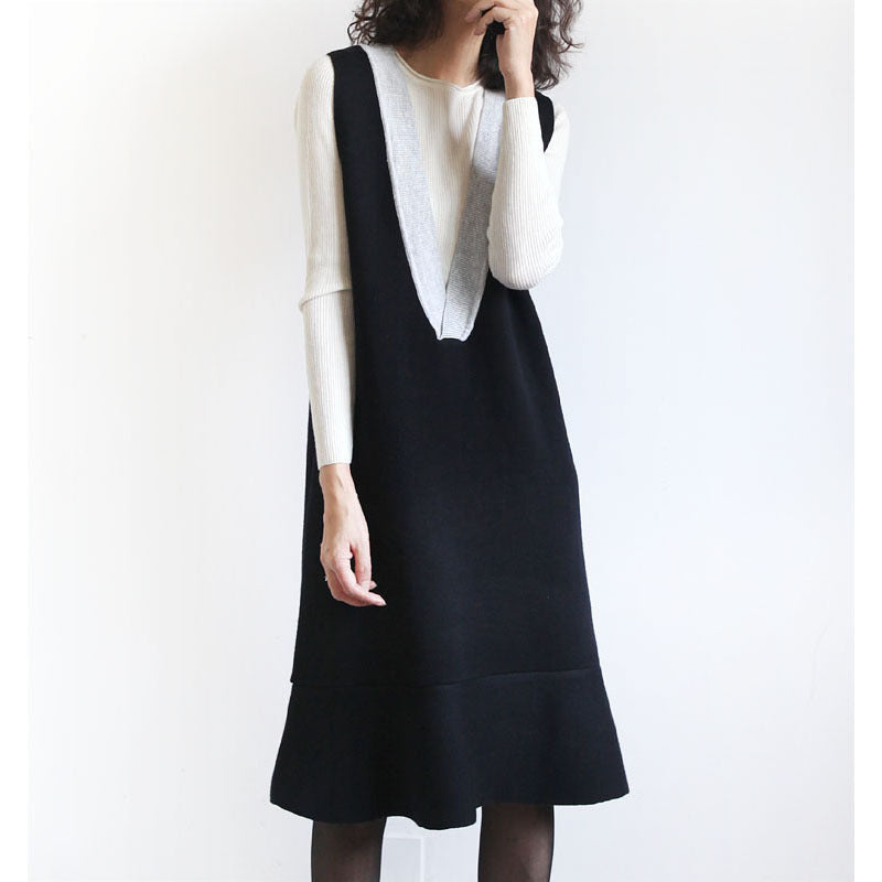 Mid-length padded cashmere vest skirt