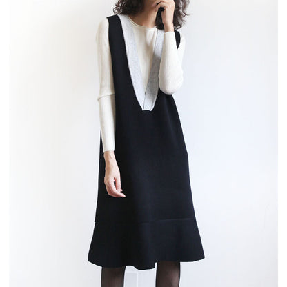 Mid-length padded cashmere vest skirt