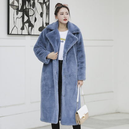 Women's Fur Long Plus Cotton Cashmere Coat