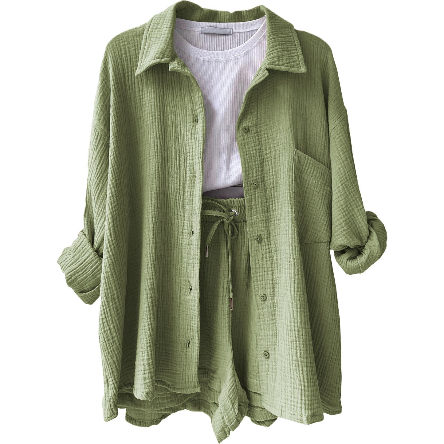 Ensemble chemise à manches longues et short décontracté