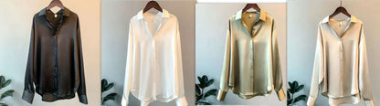 Chemise en satin à manches longues pour femme