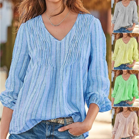 Chemise ample à manches longues et col en V
