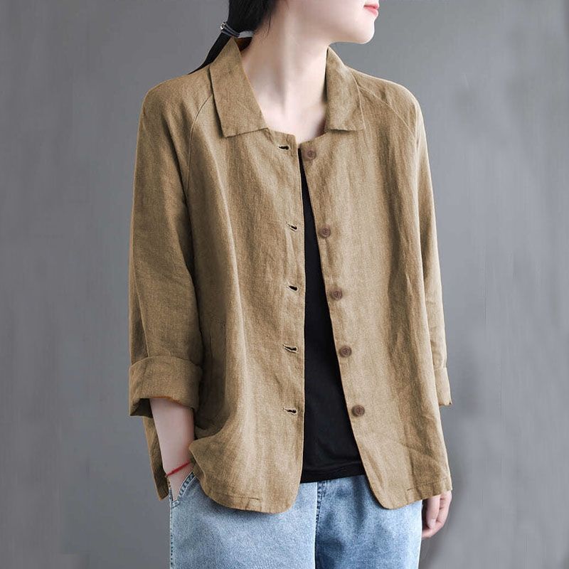 Manteau neuf en coton et lin pour femme