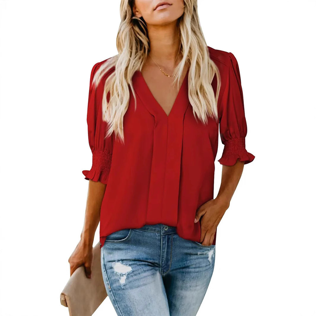 Chemise d'été ample et confortable à manches courtes