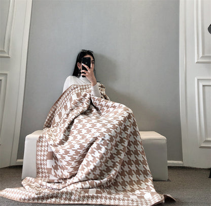 Nordic Cashmere Sofa Nap Thin Houndstooth Blanket