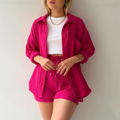 Ensemble chemise à manches longues et short décontracté