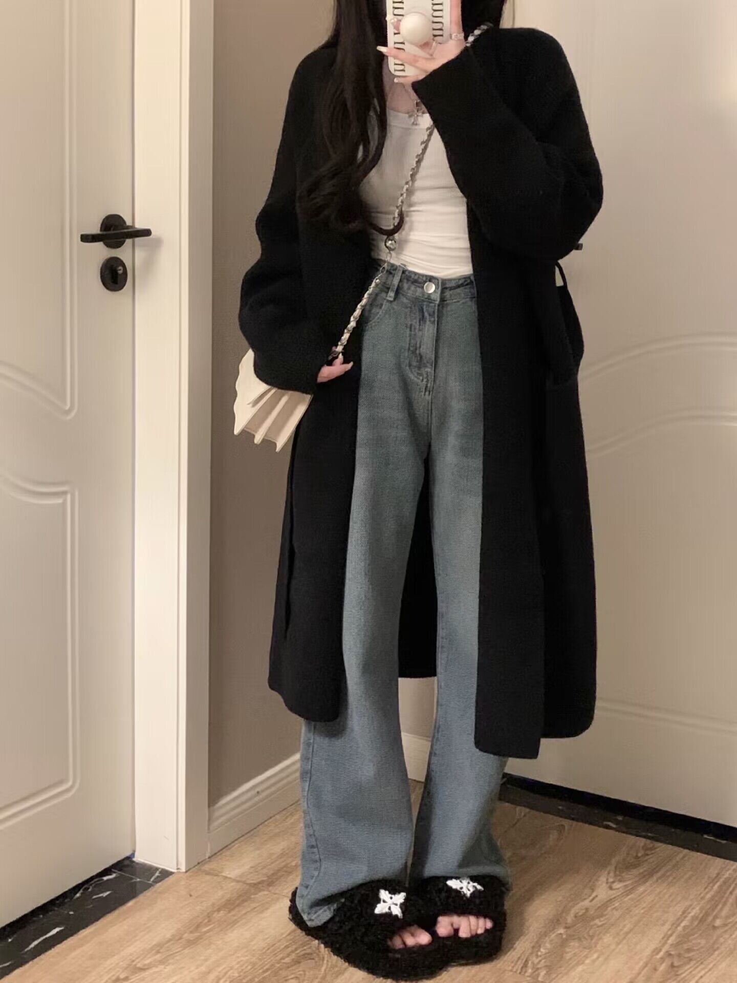 Cardigan mi-long en maille