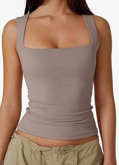 Pull d'été élégant en soie de lait à col carré pour femme