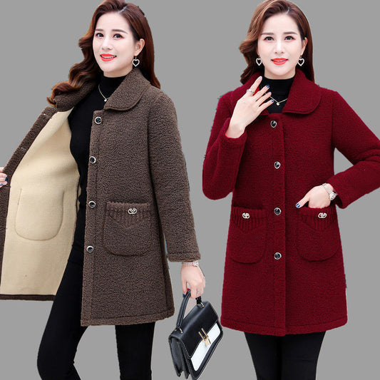 Women's Cashmere Thickened Lamb Wool Coat