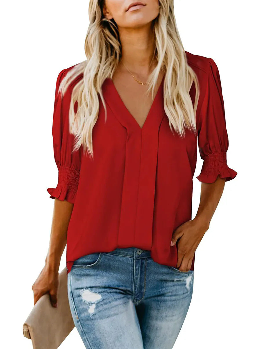 Chemise d'été ample et confortable à manches courtes