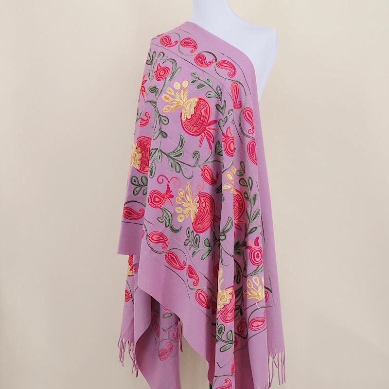 Gourd Pomegranate Blossom Embroidery Scarf Cashmere Shawl