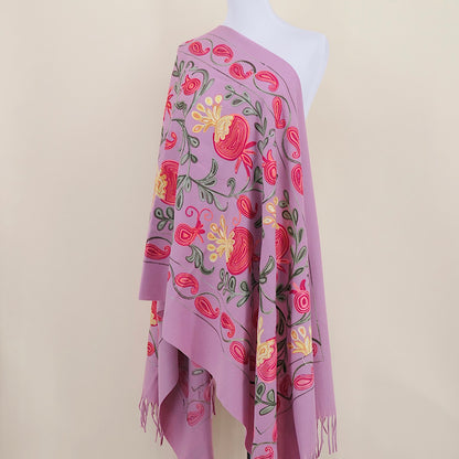 Gourd Pomegranate Blossom Embroidery Scarf Cashmere Shawl