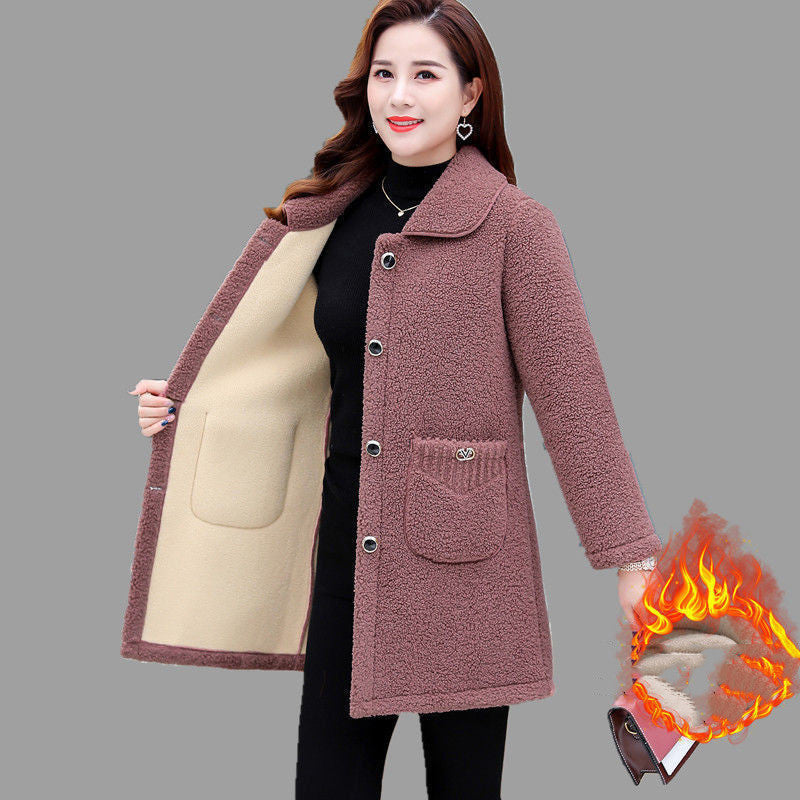 Women's Cashmere Thickened Lamb Wool Coat