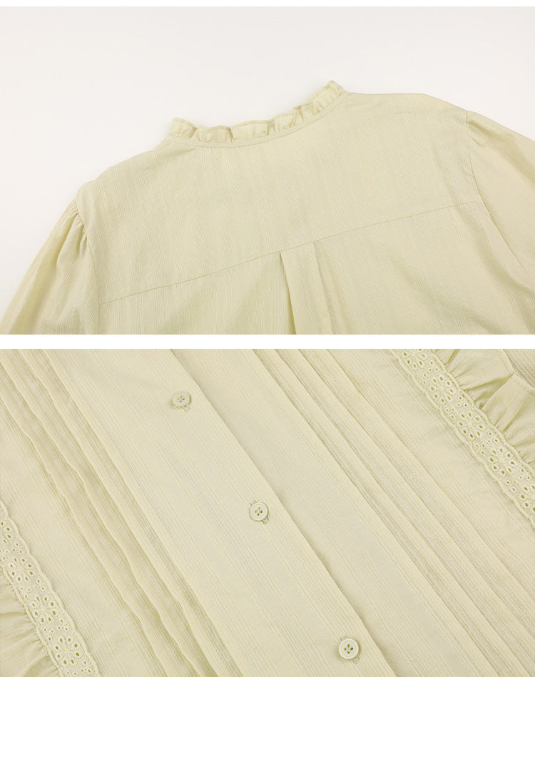 Chemisier simple boutonnage style doux avec col lotus