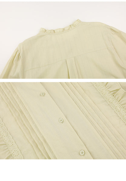 Chemisier simple boutonnage style doux avec col lotus