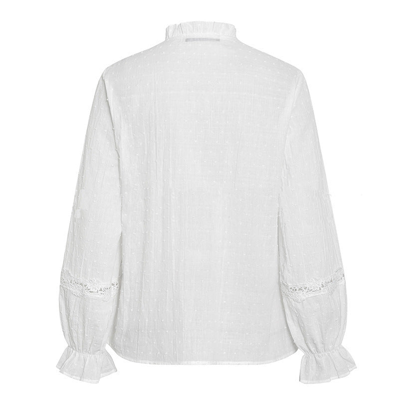 Chemise patchwork en coton à manches évasées