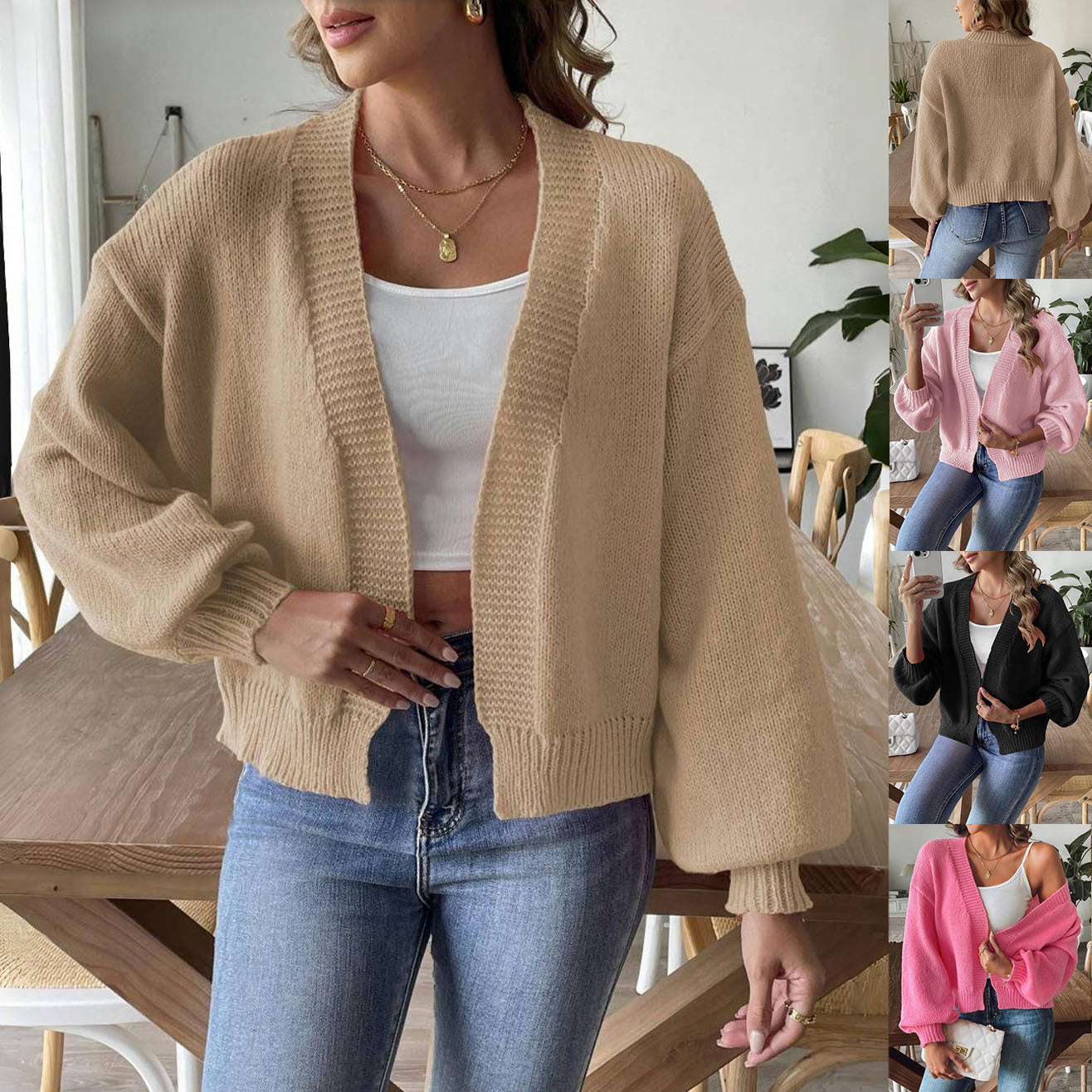 Veste courte à manches lanternes