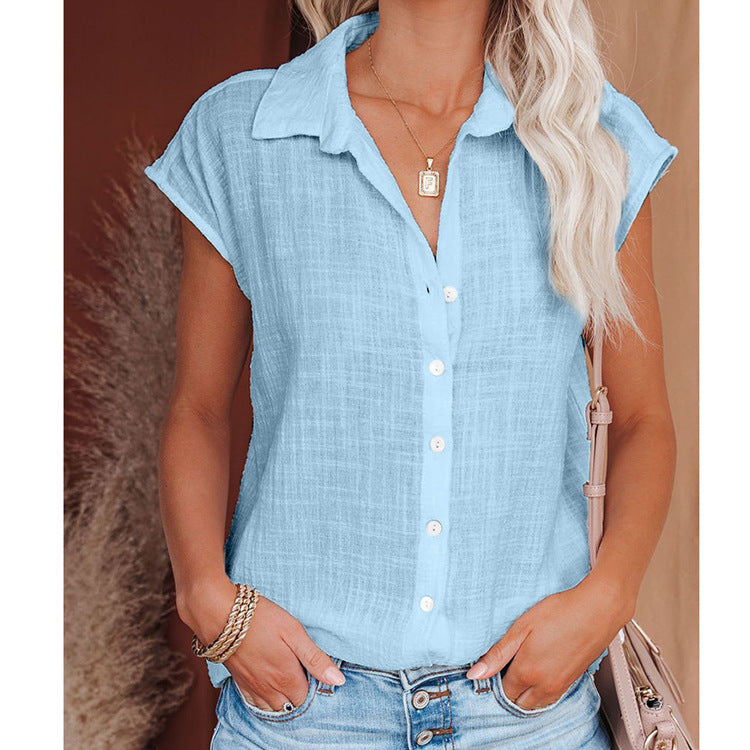 Chemise simple boutonnage de couleur unie pour femme