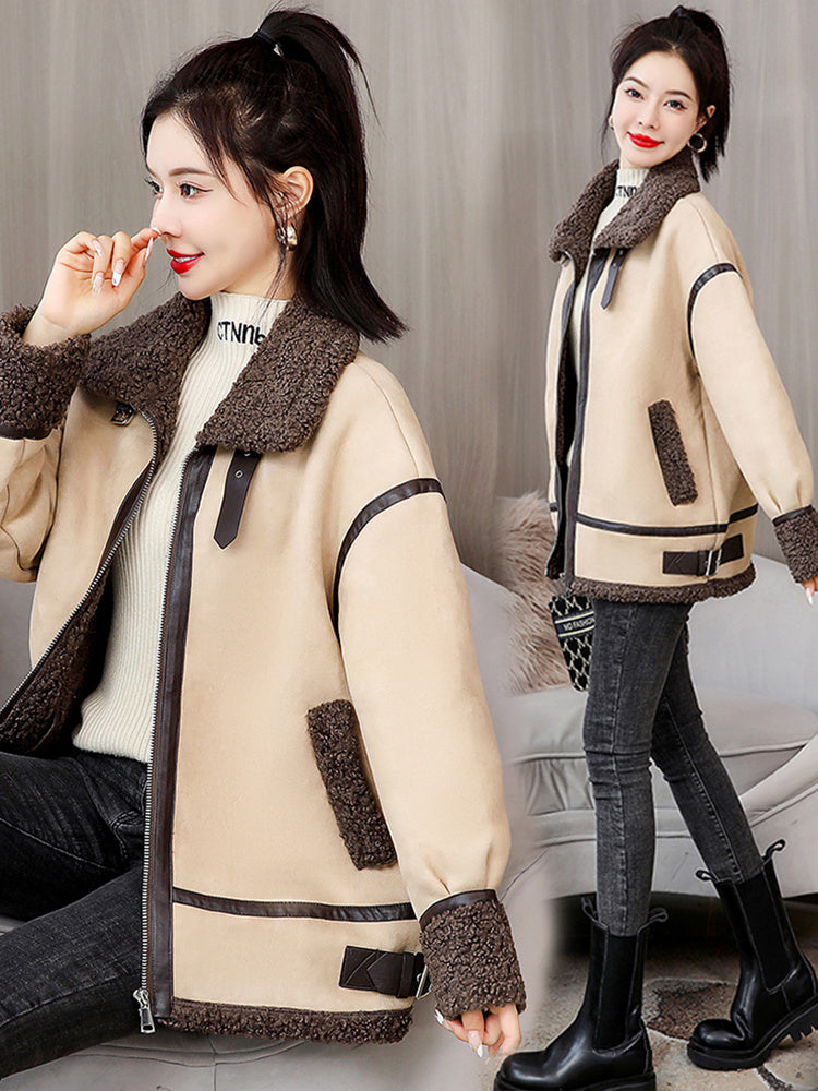 Suede Thickened Lamb Coat Women's Cashmere