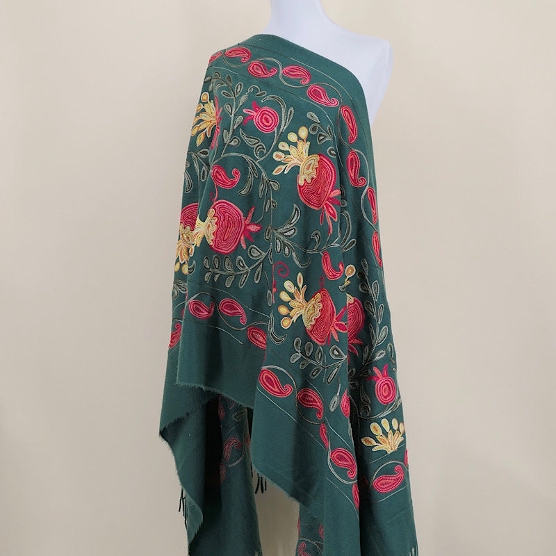 Gourd Pomegranate Blossom Embroidery Scarf Cashmere Shawl