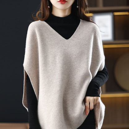 Women's V-neck Bat Sleeve Cashmere Vest