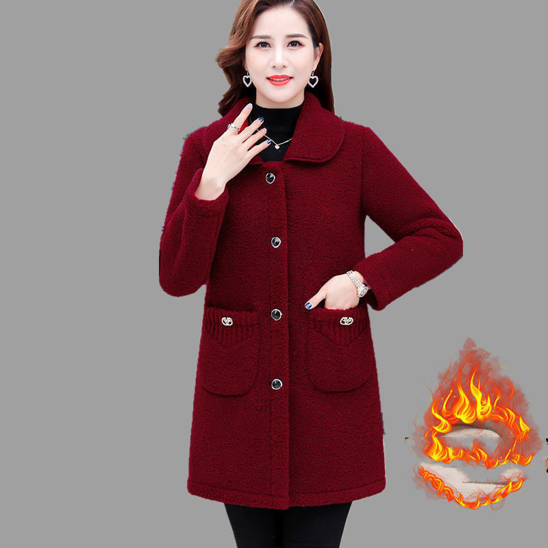 Women's Cashmere Thickened Lamb Wool Coat