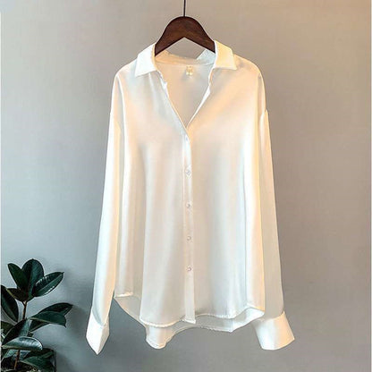Chemise en satin à manches longues pour femme