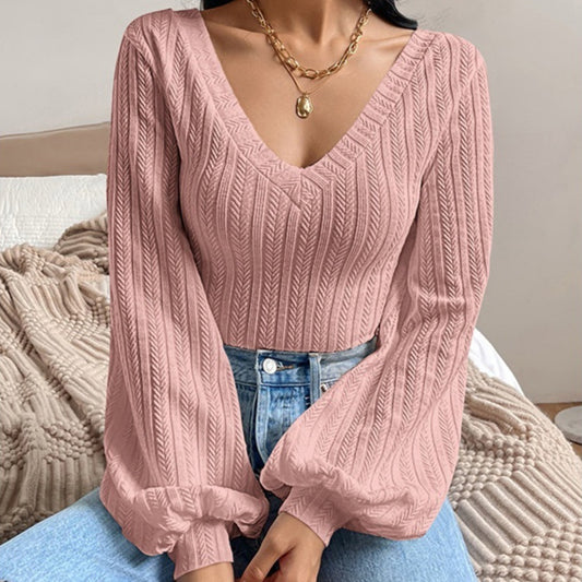 Chemise à manches bouffantes, coupe slim, élégante, tricotée