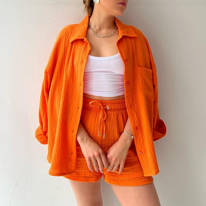 Ensemble chemise à manches longues et short décontracté