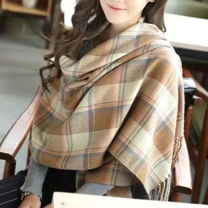 Women's Cashmere-like Plaid Scarf Fashionable Warm