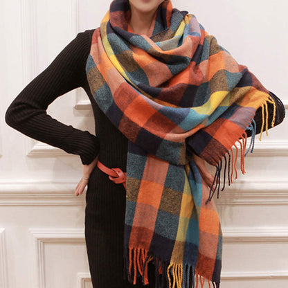 Women's Cashmere-like Plaid Scarf Fashionable Warm
