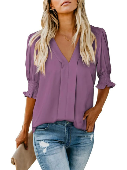 Chemise d'été ample et confortable à manches courtes