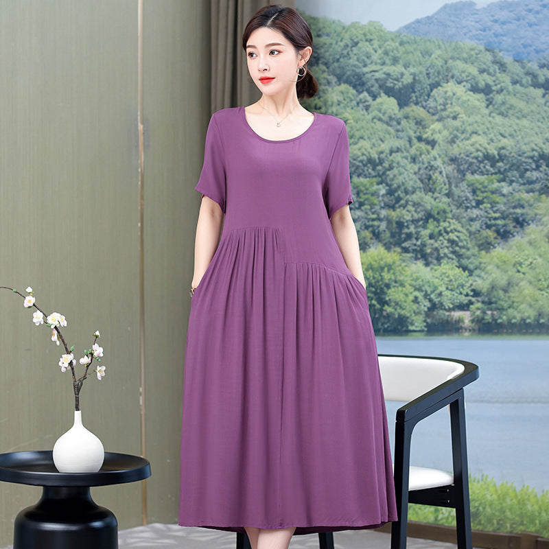 Nouvelle robe en popeline de couleur unie, mode d'été en plein air