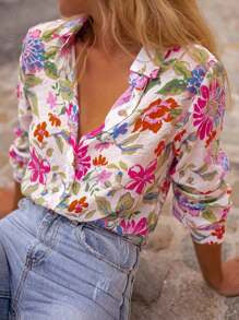 Chemise décontractée à manches courtes pour femme
