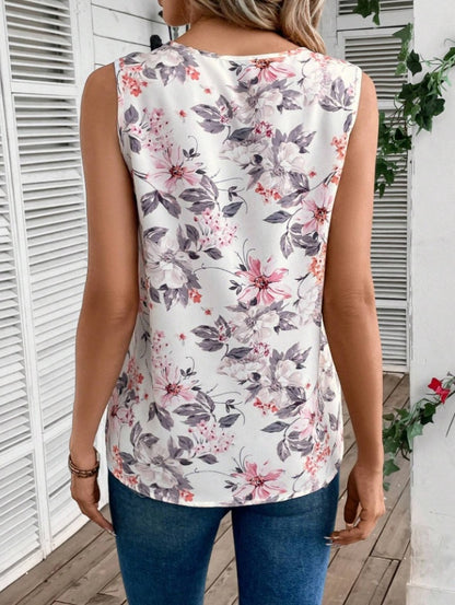 T-shirt d'été décontracté sans manches à col en V pour femme