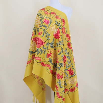 Gourd Pomegranate Blossom Embroidery Scarf Cashmere Shawl