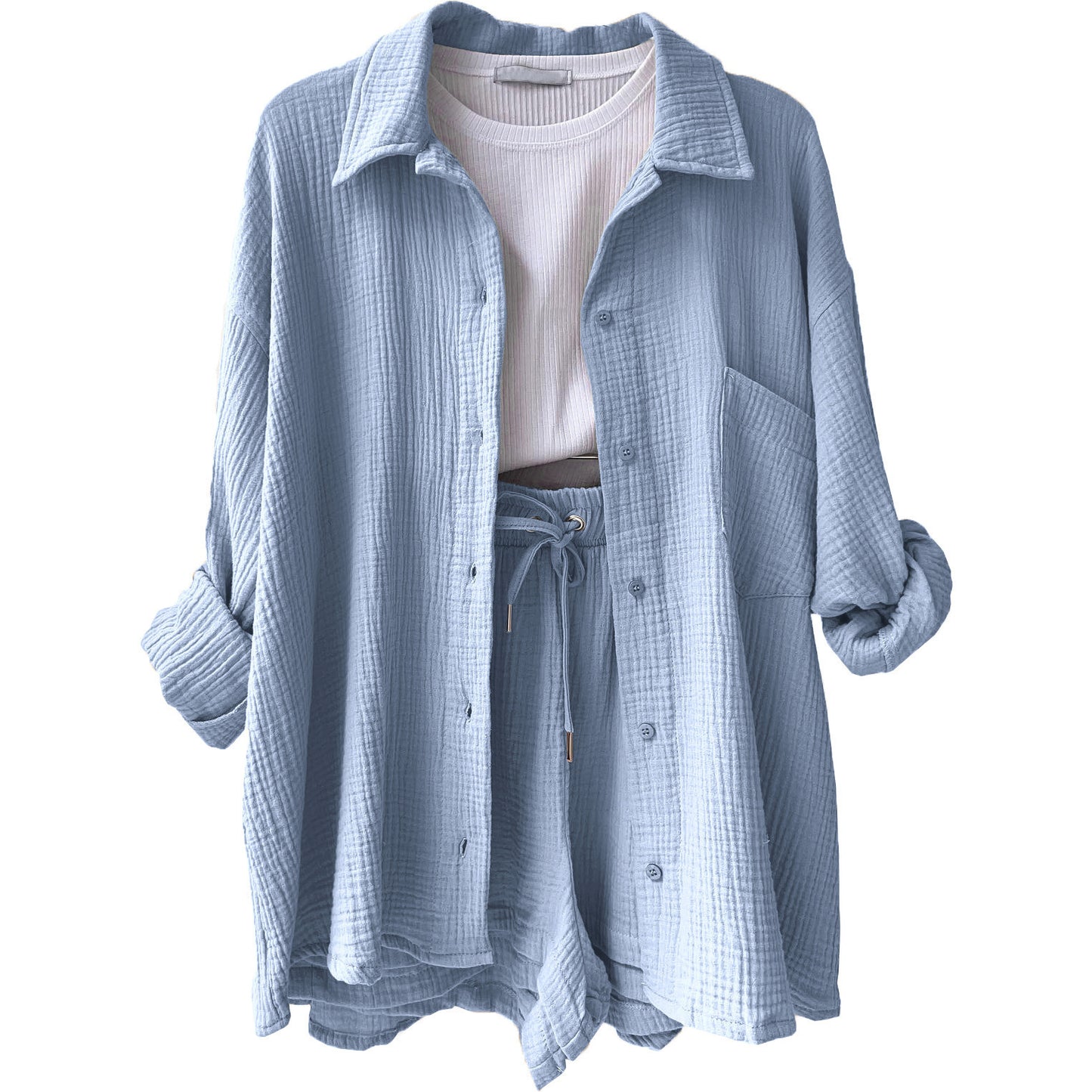 Ensemble chemise à manches longues et short décontracté