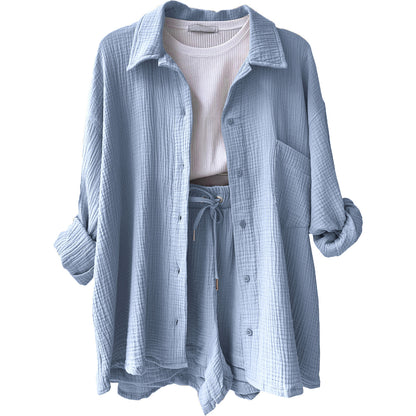 Ensemble chemise à manches longues et short décontracté
