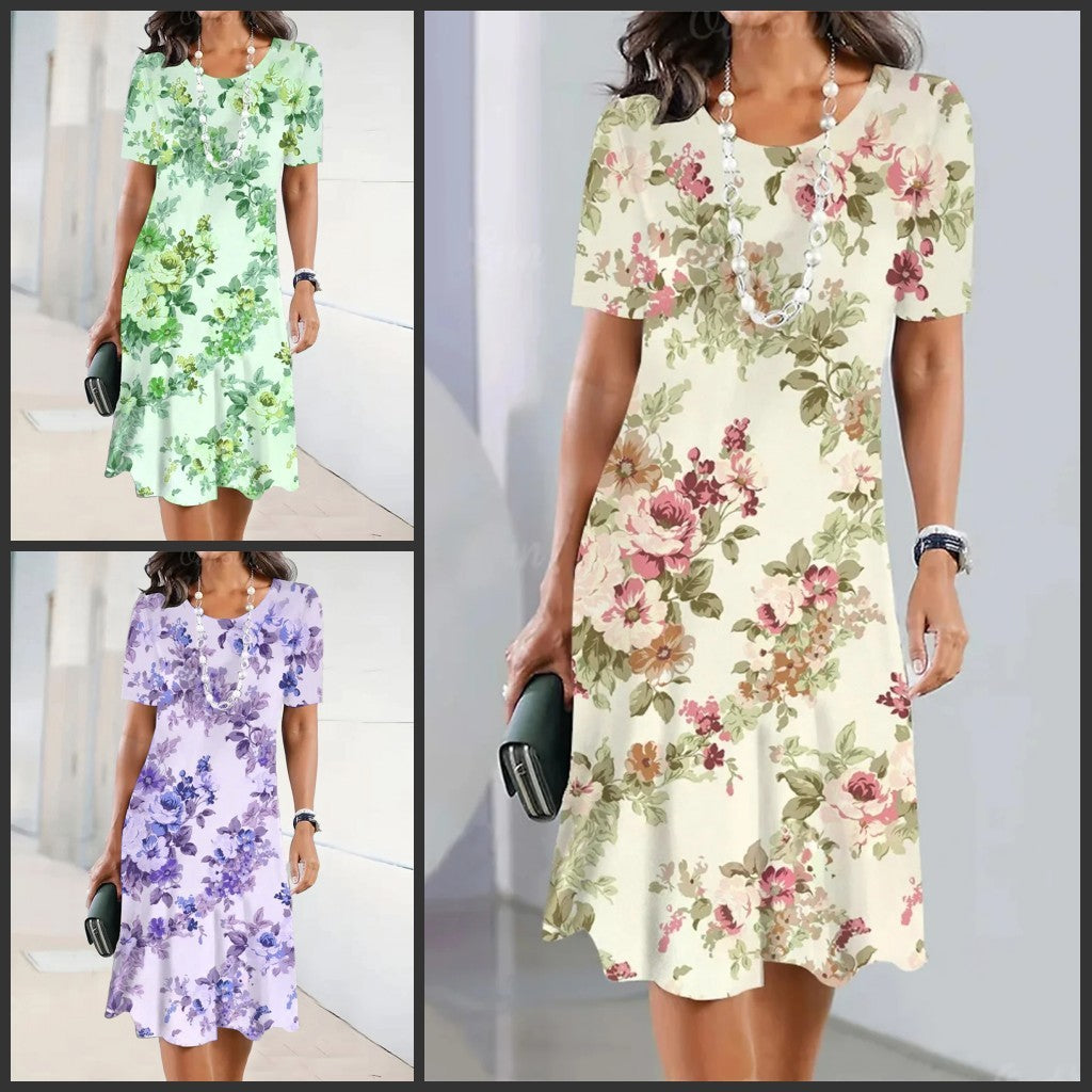 Robe fleurie vintage au design moderne pour femme
