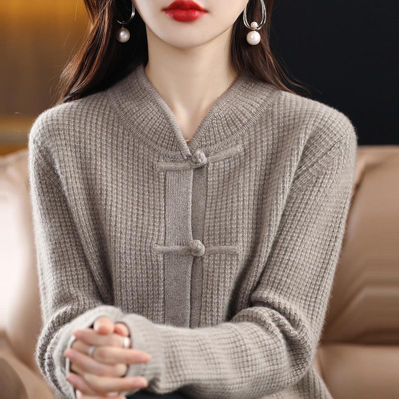 Women's Cashmere Cardigan Chinese Retro Buckle