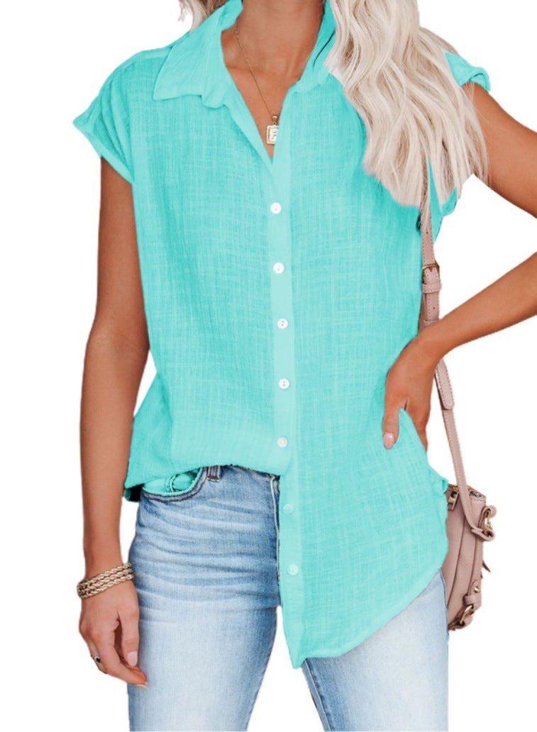 Chemise simple boutonnage de couleur unie pour femme
