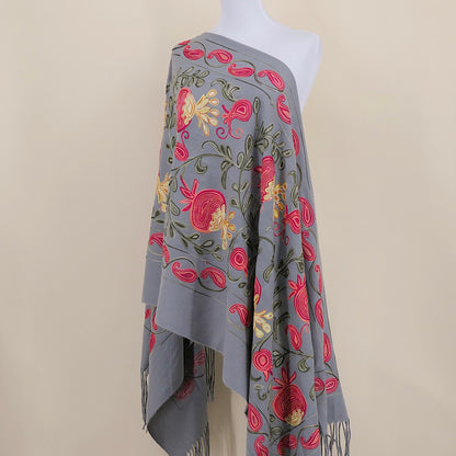 Gourd Pomegranate Blossom Embroidery Scarf Cashmere Shawl