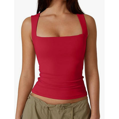 Pull d'été élégant en soie de lait à col carré pour femme