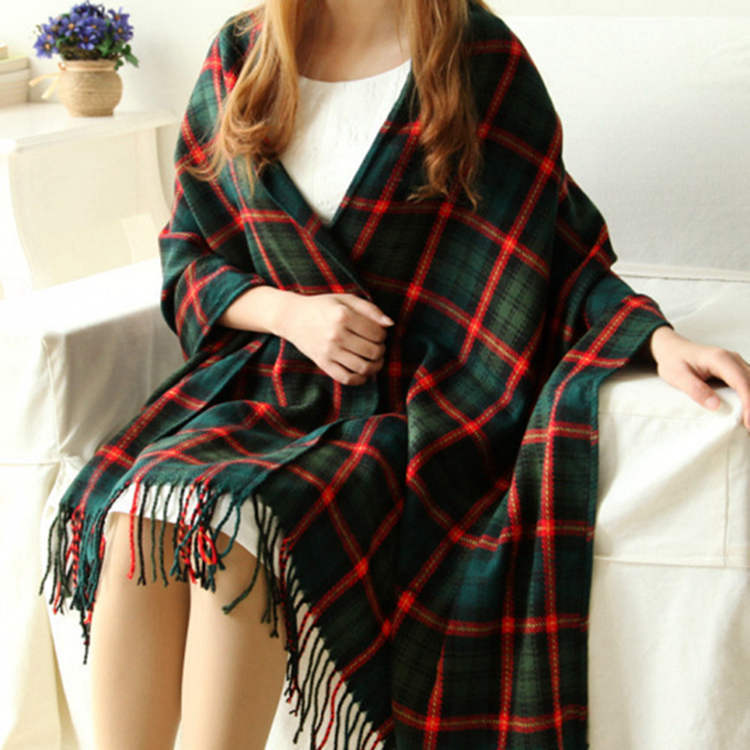 Women's Cashmere-like Plaid Scarf Fashionable Warm