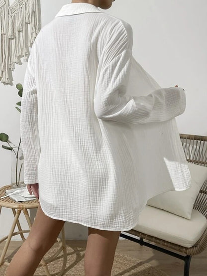 Ensemble deux pièces décontracté, chemise de couleur unie et short