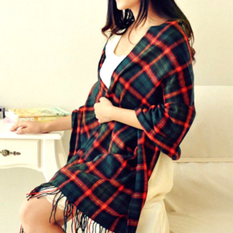 Women's Cashmere-like Plaid Scarf Fashionable Warm